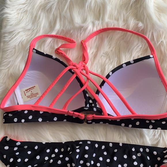 Coral straps with black and white polka dot Arizona Jean co bikini size small - Picture 5 of 7